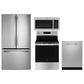 GE Appliances 4-Piece Kitchen Package with 27 Cu. Ft. French Door Refrigerator and 5.3 Cu. Ft. Freestanding Electric Range in Stainless Steel and Black, , large