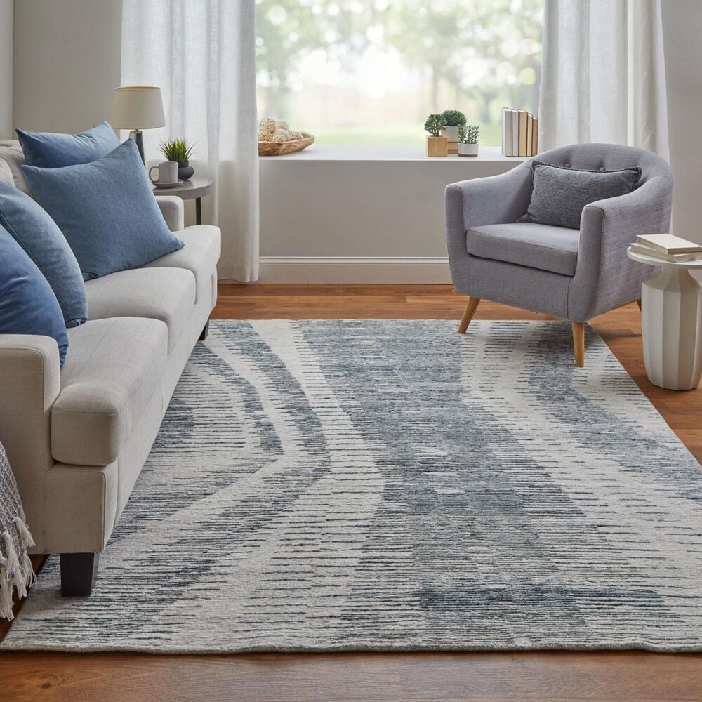 Feizy Brighton 3&#39; x 5&#39; Light Blue and Ivory Area Rug, , large