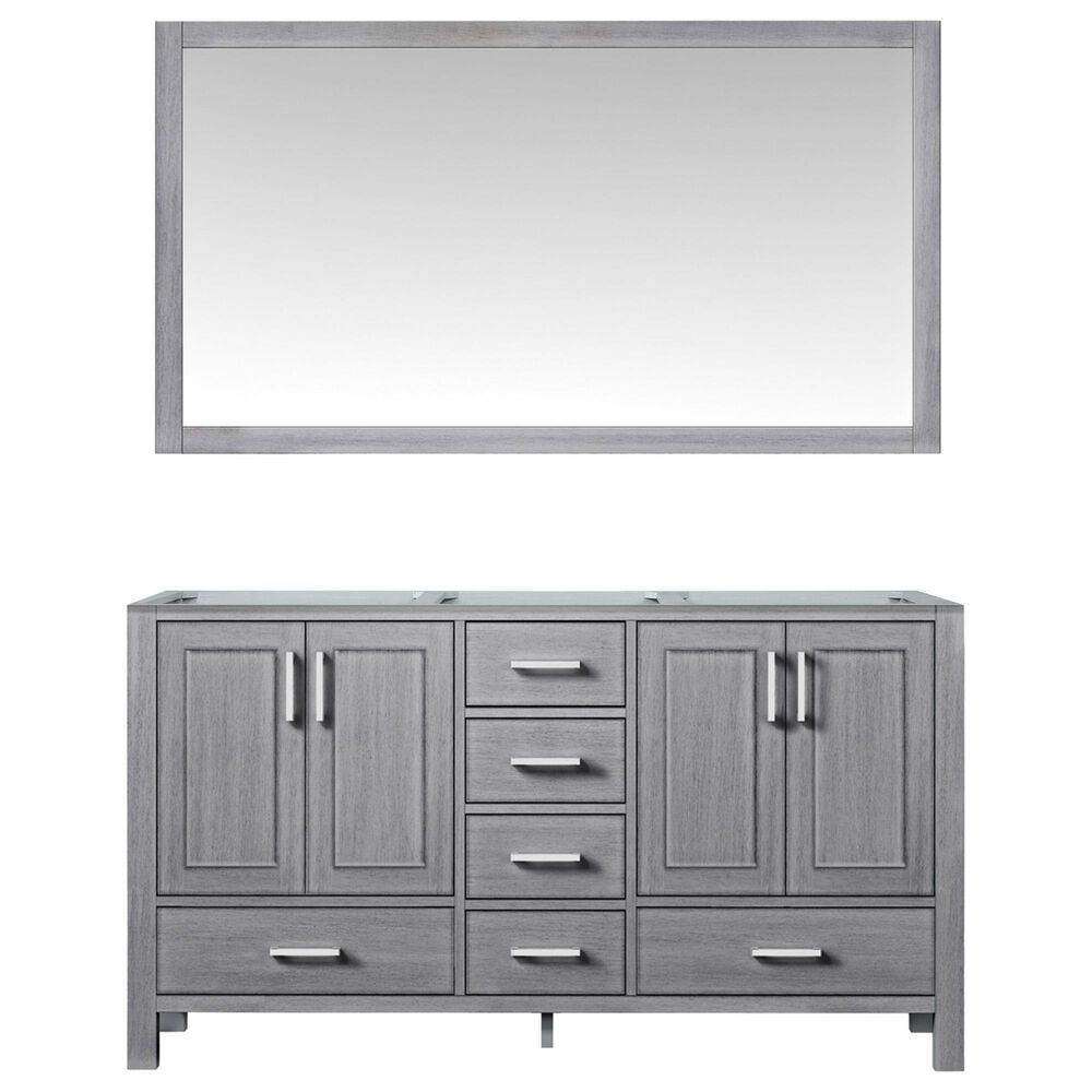 Lexora Home Jacques 60" Double Bathroom Vanity and Mirror in Distressed Grey, , large
