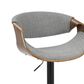LumiSource Curvo Swivel Adjustable Barstool with Light Grey Upholstery in Black and Walnut (Set of 2), , large