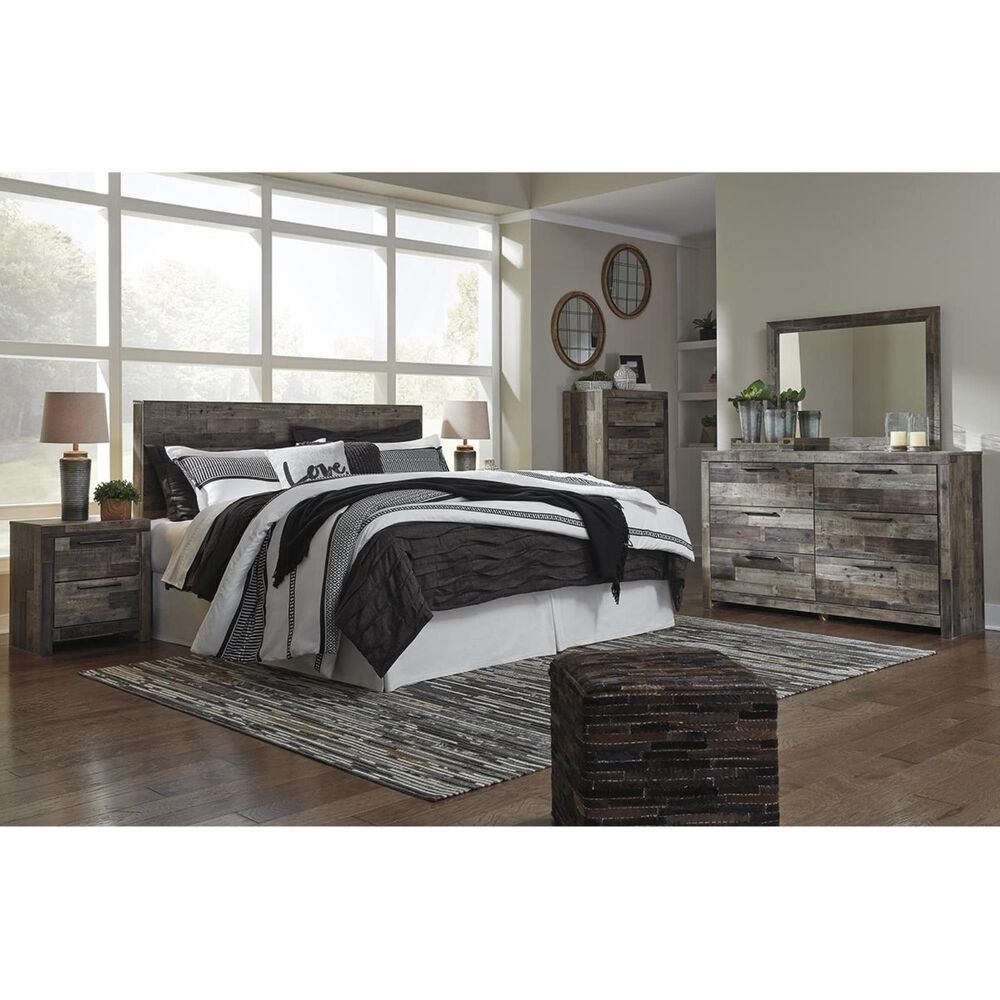 Ashley Derekson 2 Drawer Nightstand in Walnut and Gray, , large