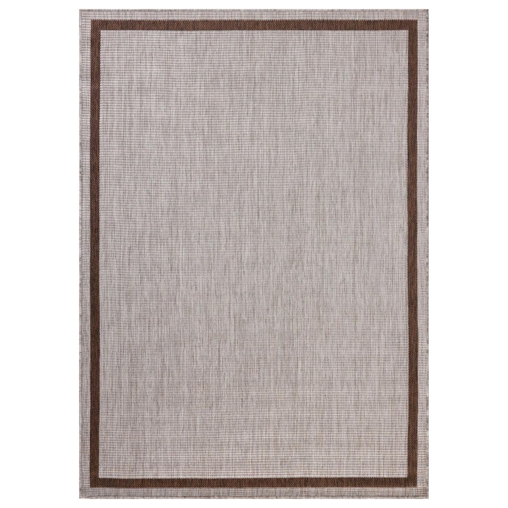 Loloi Easton Dove and Coffee 5&#39;3&quot; x 7&#39;6&quot; Indoor/Outdoor Area Rug, , large