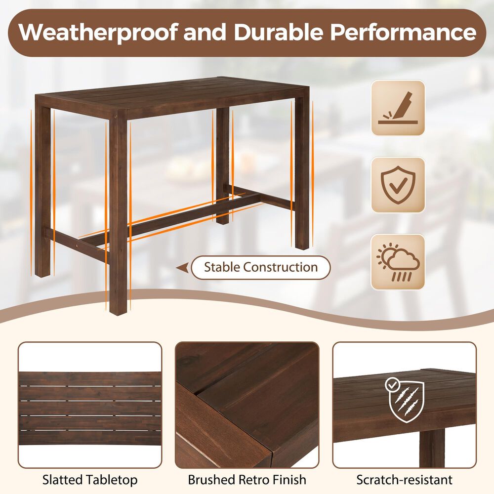 HOMLUX 5-Piece Patio Bar Set with 52" Rectangular Mocha Table in Beige, , large