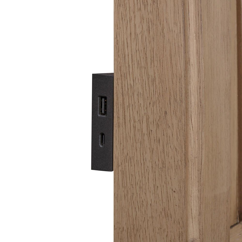 Riva Ridge Oxford California King Panel Storage Bed in Tan with USB Ports, , large