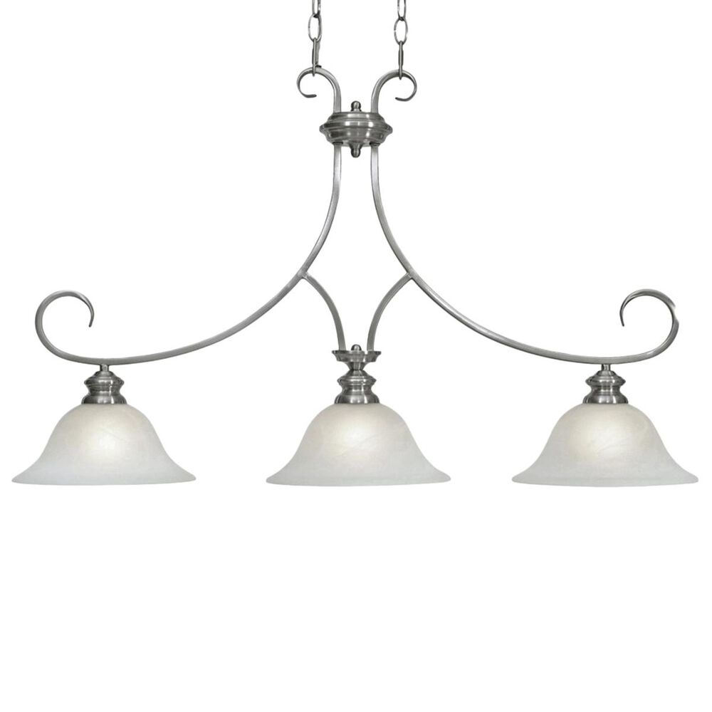Golden Lighting Lancaster 3-Light Linear Pendant in Pewter with Marbled Glass, , large