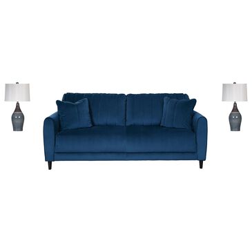Signature Design by Ashley Enderlin Sofa in Ink Velvet and 2-Pack Niobe Ceramic Table Lamps, , large