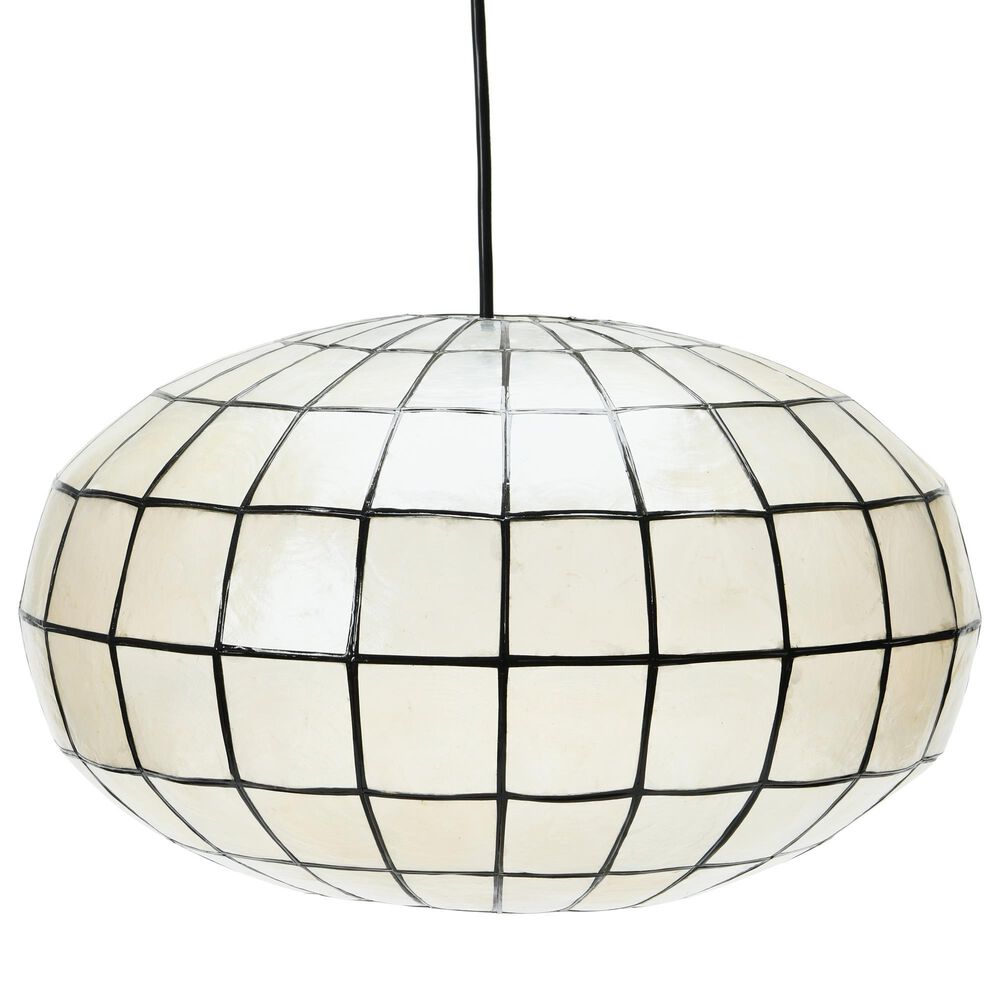 Creative Coop Ollie 1-Light Ceiling Light with White and Black Shade, , large