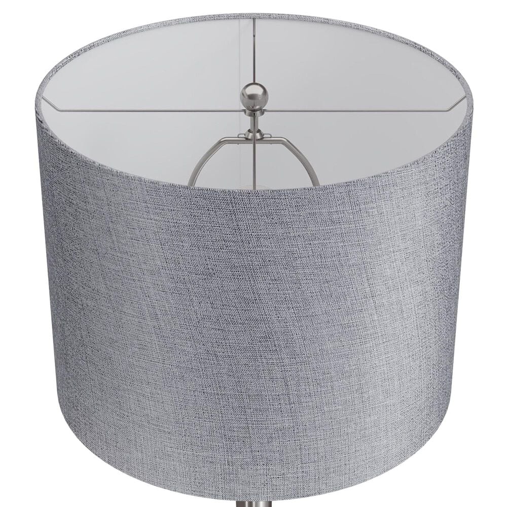 LumiSource Lenuxe 24" Metal Table Lamp with Grey Sparkly Linen Shade in Brushed Nickel (Set of 2), , large