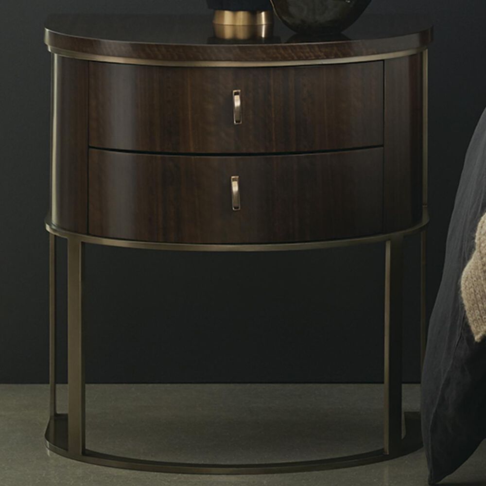 Caracole Streamline 2 Drawer Demilune Nightstand in Aged Bourbon, , large