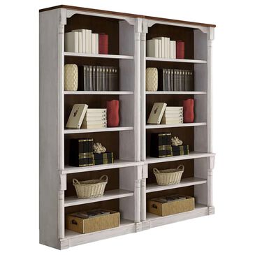 Wycliff Bay Durham 6-Shelf Bookcase in Weathered White and Cherry (Set of 2), , large