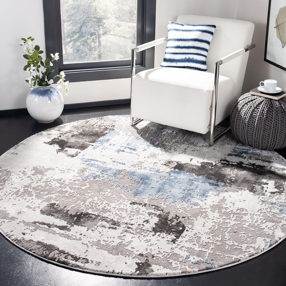 Safavieh Craft CFT820F 4&#39; Round Grey and Blue Area Rug, , large