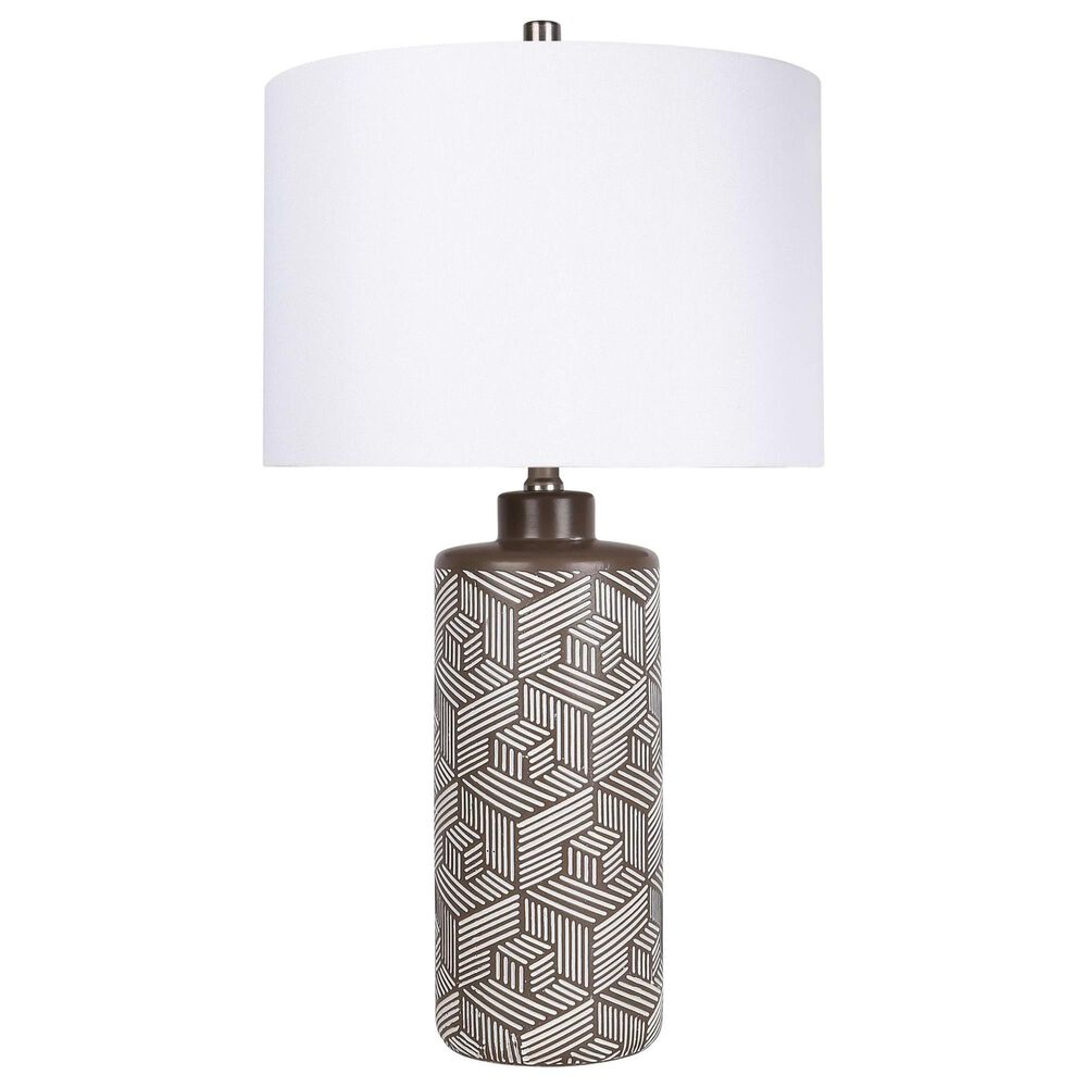Classy Art Wholesalers Geometric Harmony Ceramic Table Lamp in Brown and White, , large