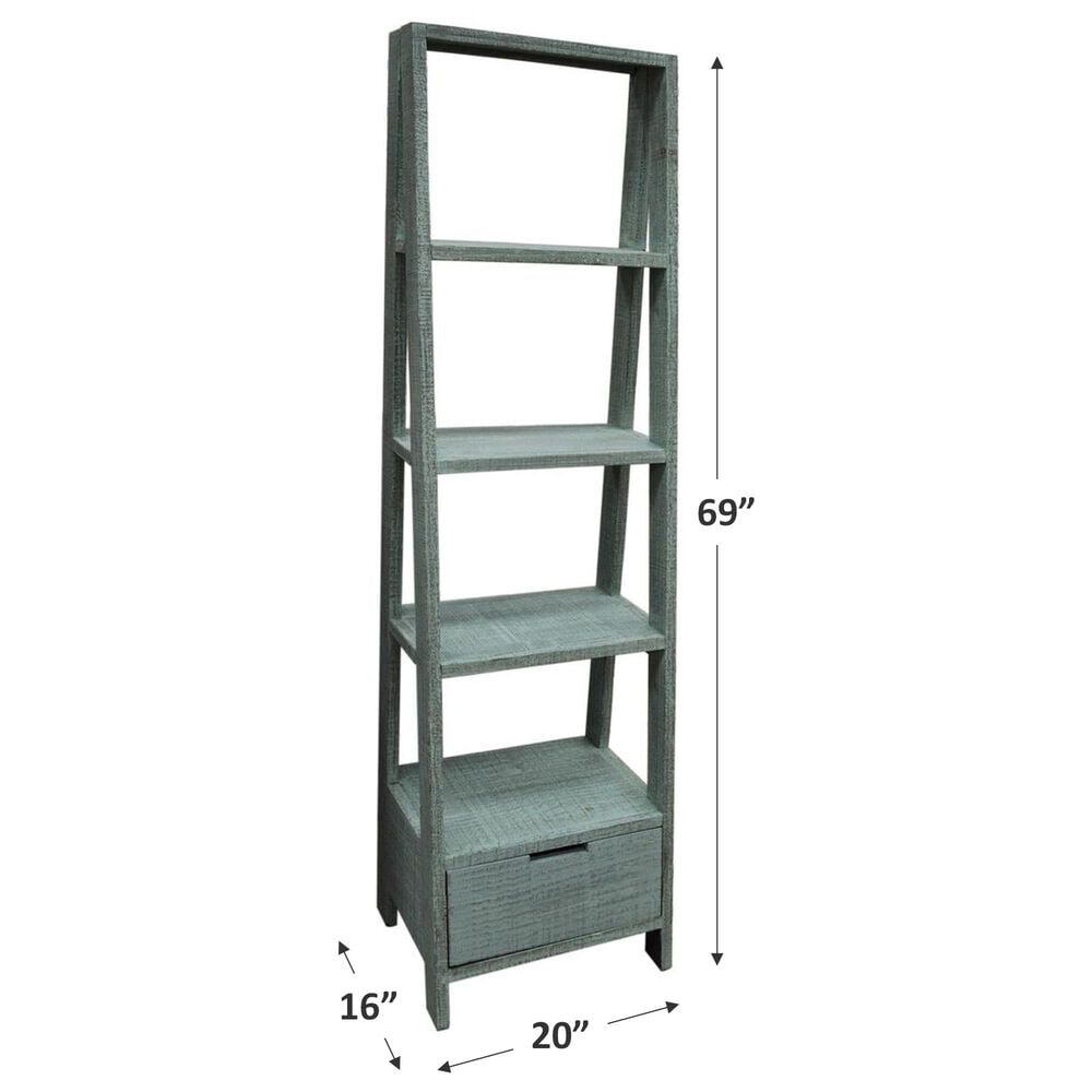 Santa Fe Rustic Vertical Ladder Bookcase in Vintage Turquoise, , large