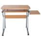 Rta Products Llc Compact Computer Desk with Side Shelf and Keyboard Panel in Cherry and Silver, , large