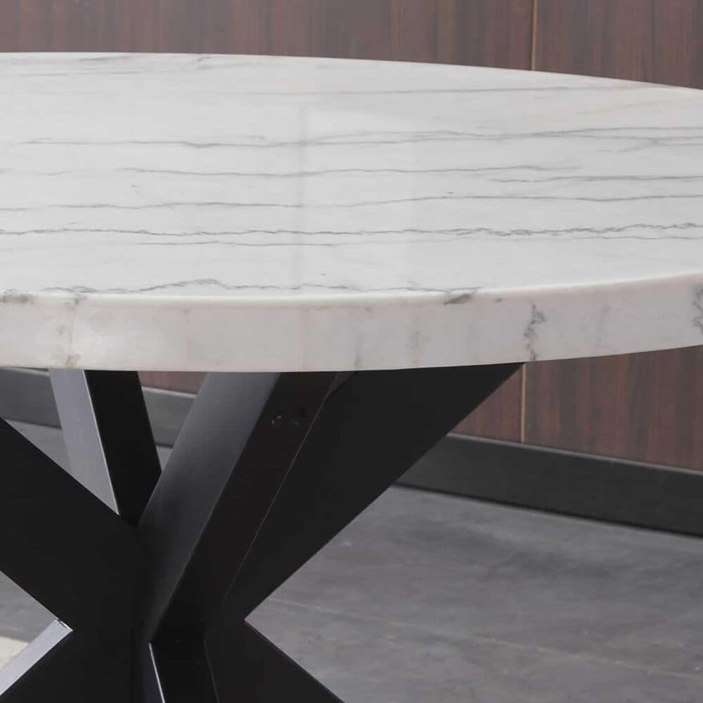 Steve Silver Xena 5-Piece Round Dining Set in White and Ebony, , large