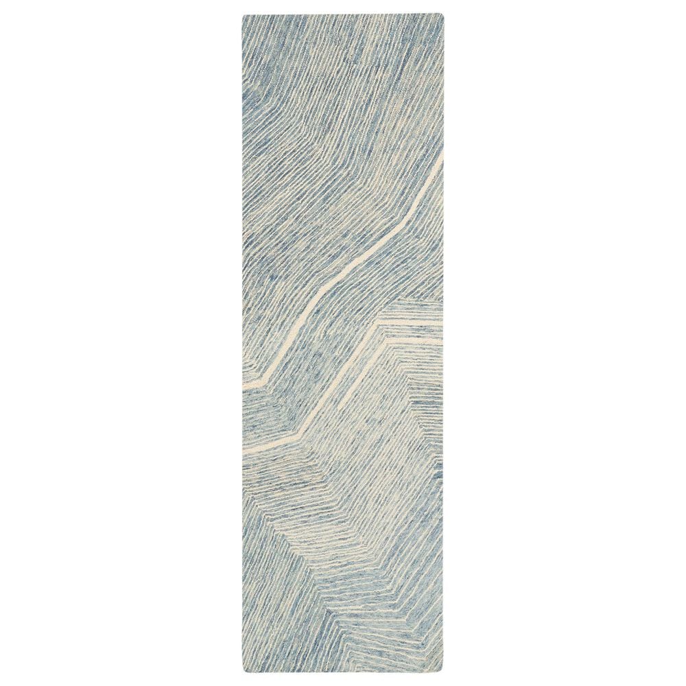 Nourison Pure Angles Ivory and Blue 2"3" x 7"6" Runner, , large
