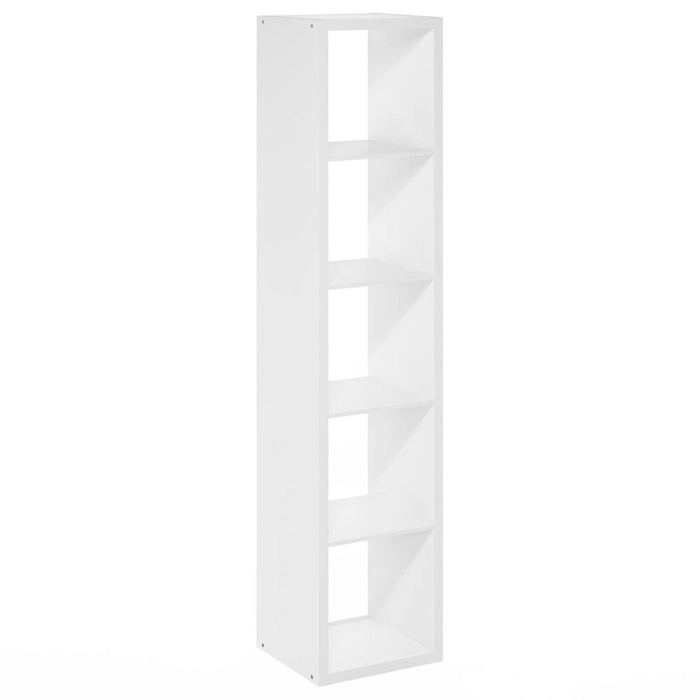 HOMLUX 5-Cube Reversible Open Back Bookshelf in White, , large