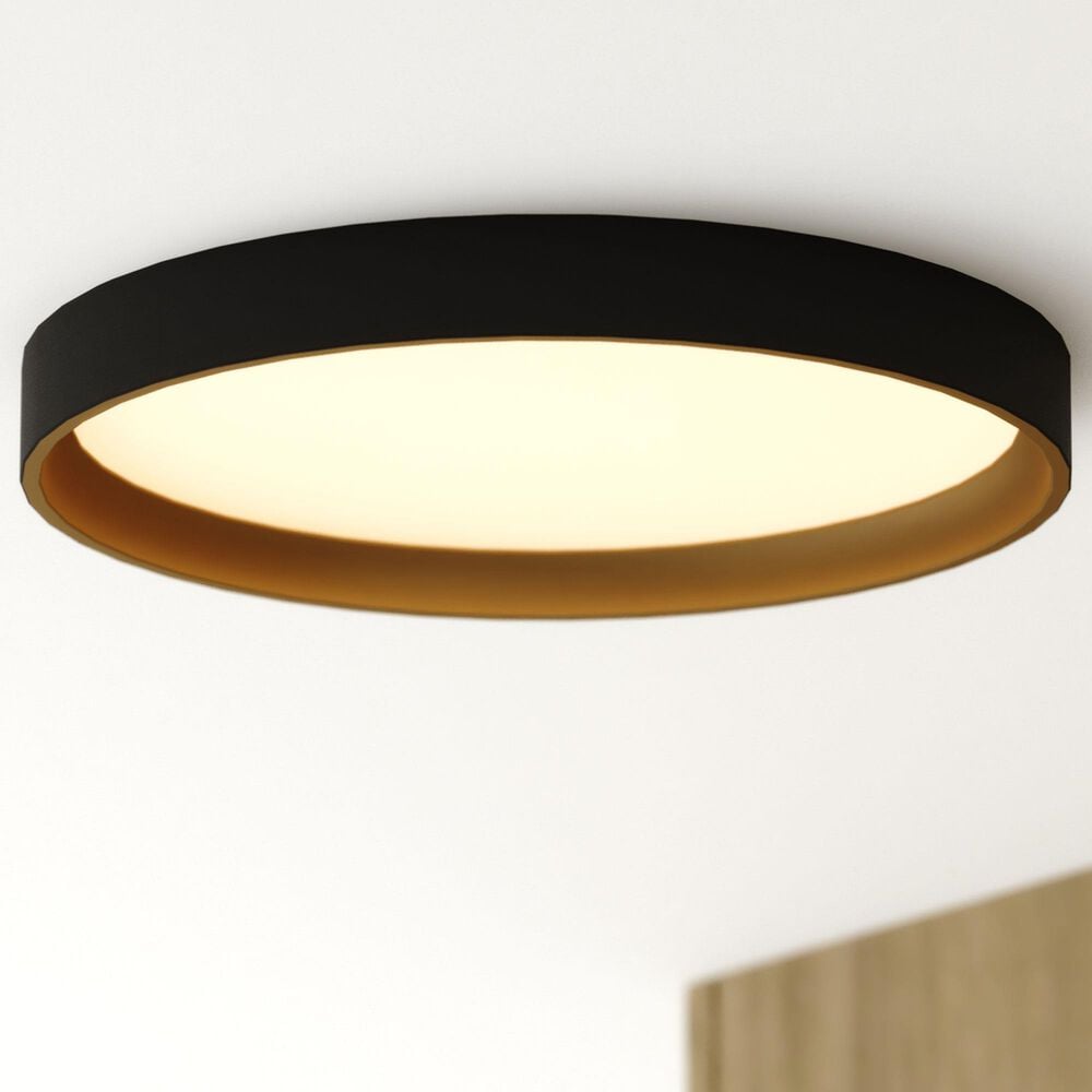 Vaxcel Darien 1-Light Flush Mount in Black and Gold, , large