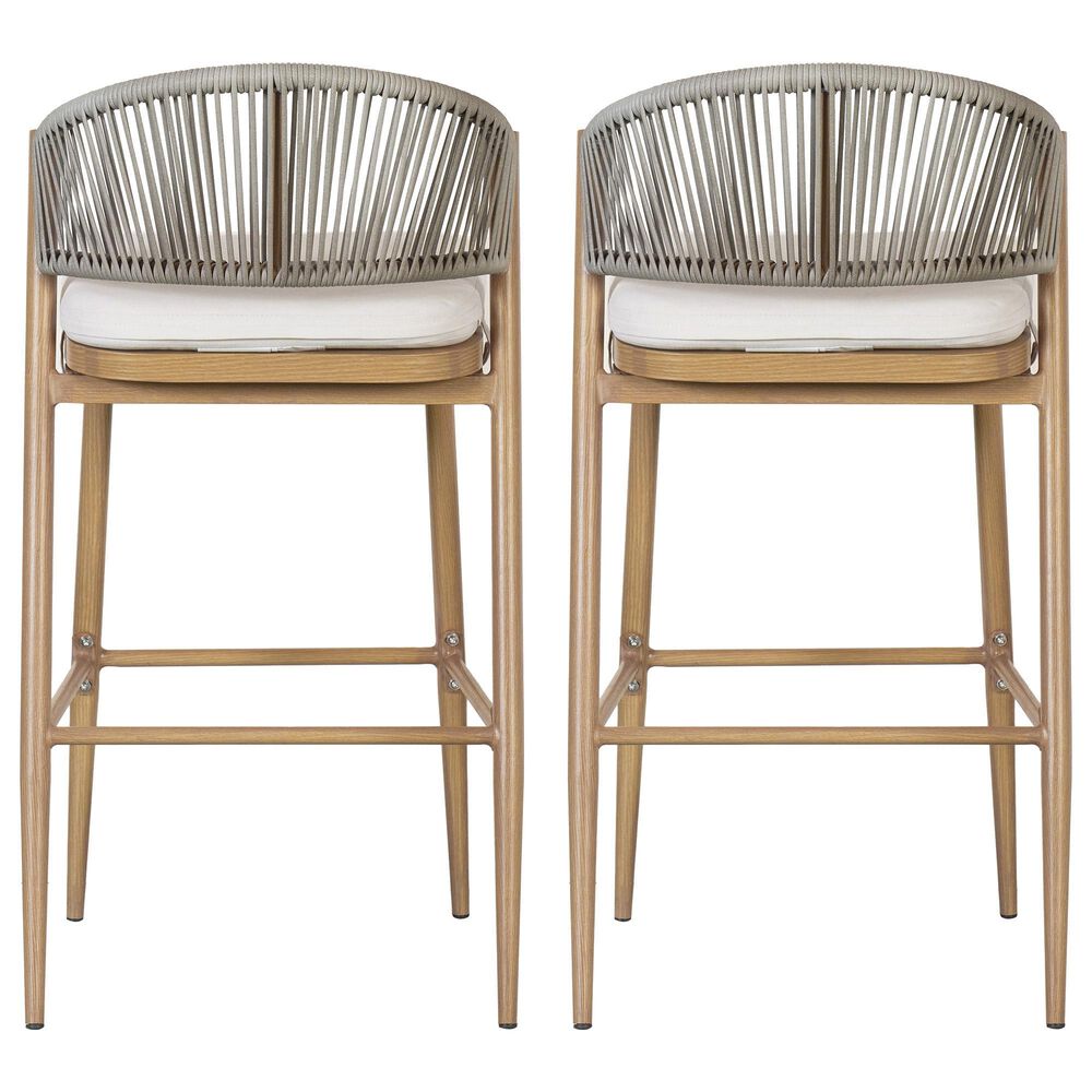Hearth and Haven 30" Outdoor Barstool with Maple Frame in Beige (Set of 2), , large
