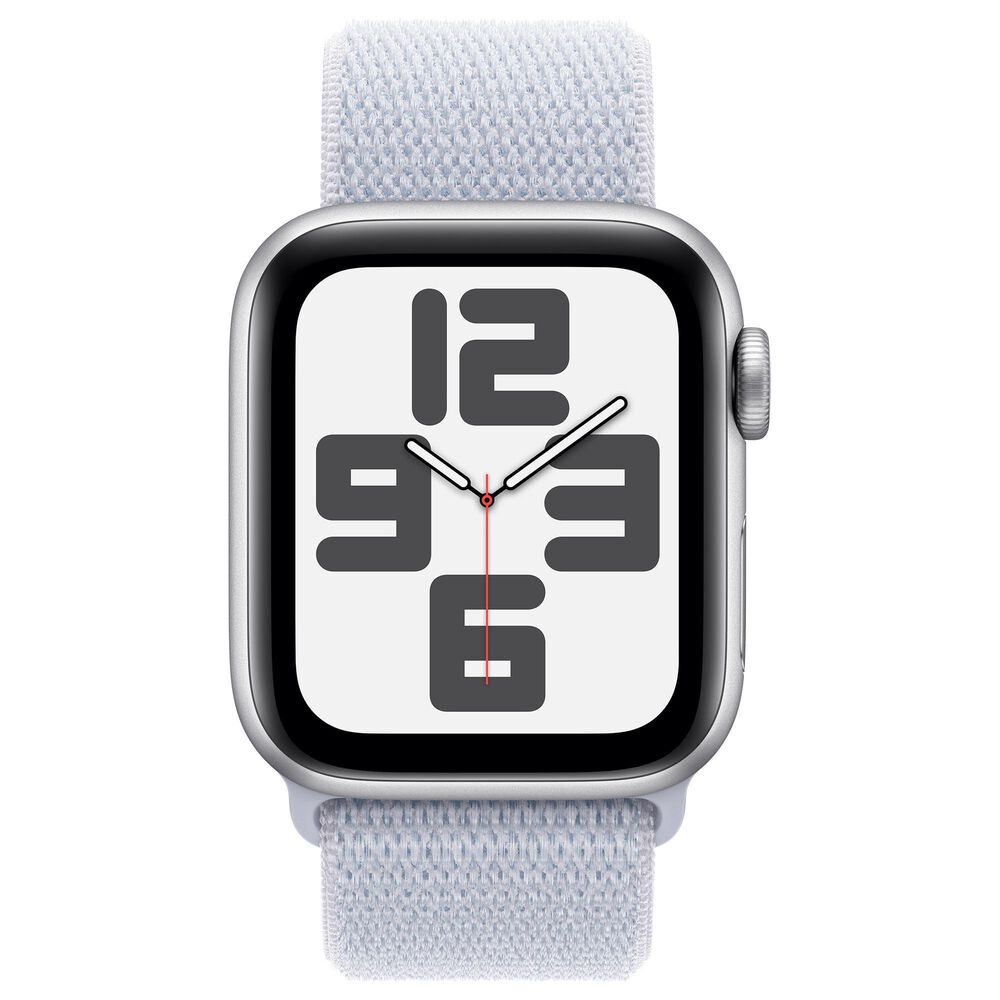 Apple Watch SE GPS + Cellular 40mm Silver Aluminum Case with Blue Cloud Sport Loop, , large