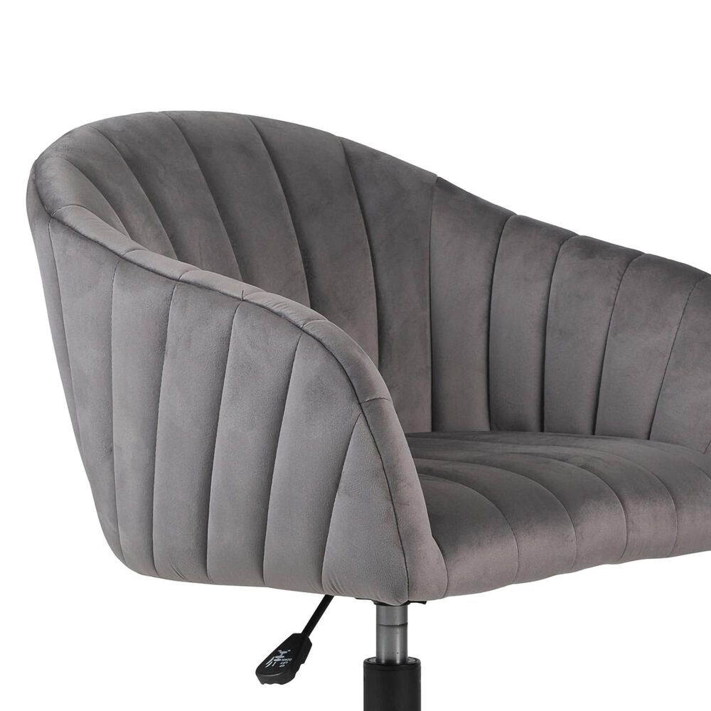 Impressions Vanity Taylor Swivel Vanity Chair with Dark Grey Cushion in Black, , large