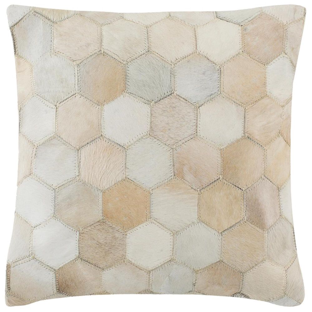 Safavieh Tiled Cowhide Pillow in White, , large