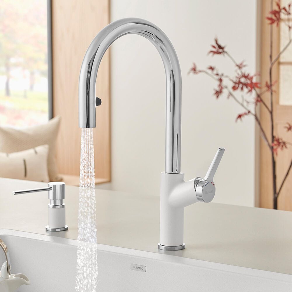 Blanco Urbena Pull-Down Kitchen Faucet 1.5 GPM in Chrome and White, , large