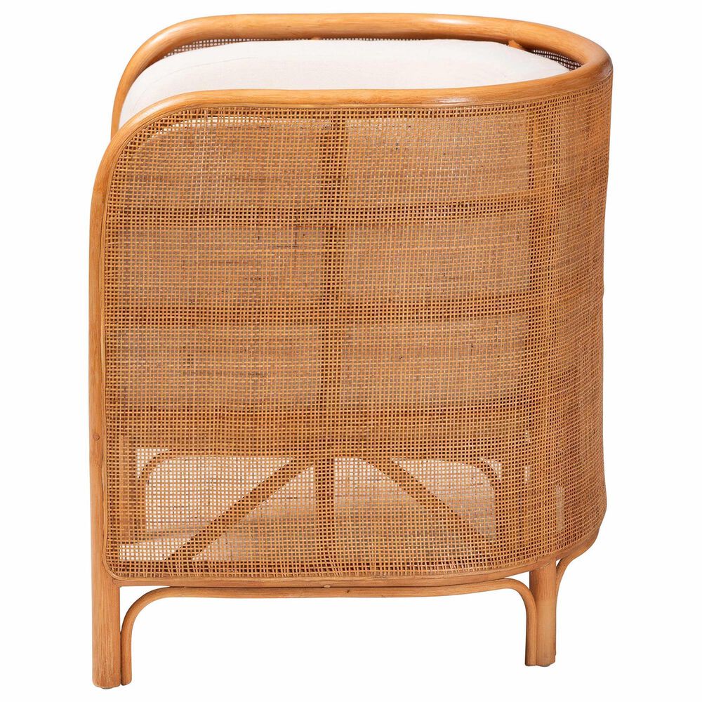 Baxton Studio Bandung Accent Chair with Light Honey Rattan in White, , large