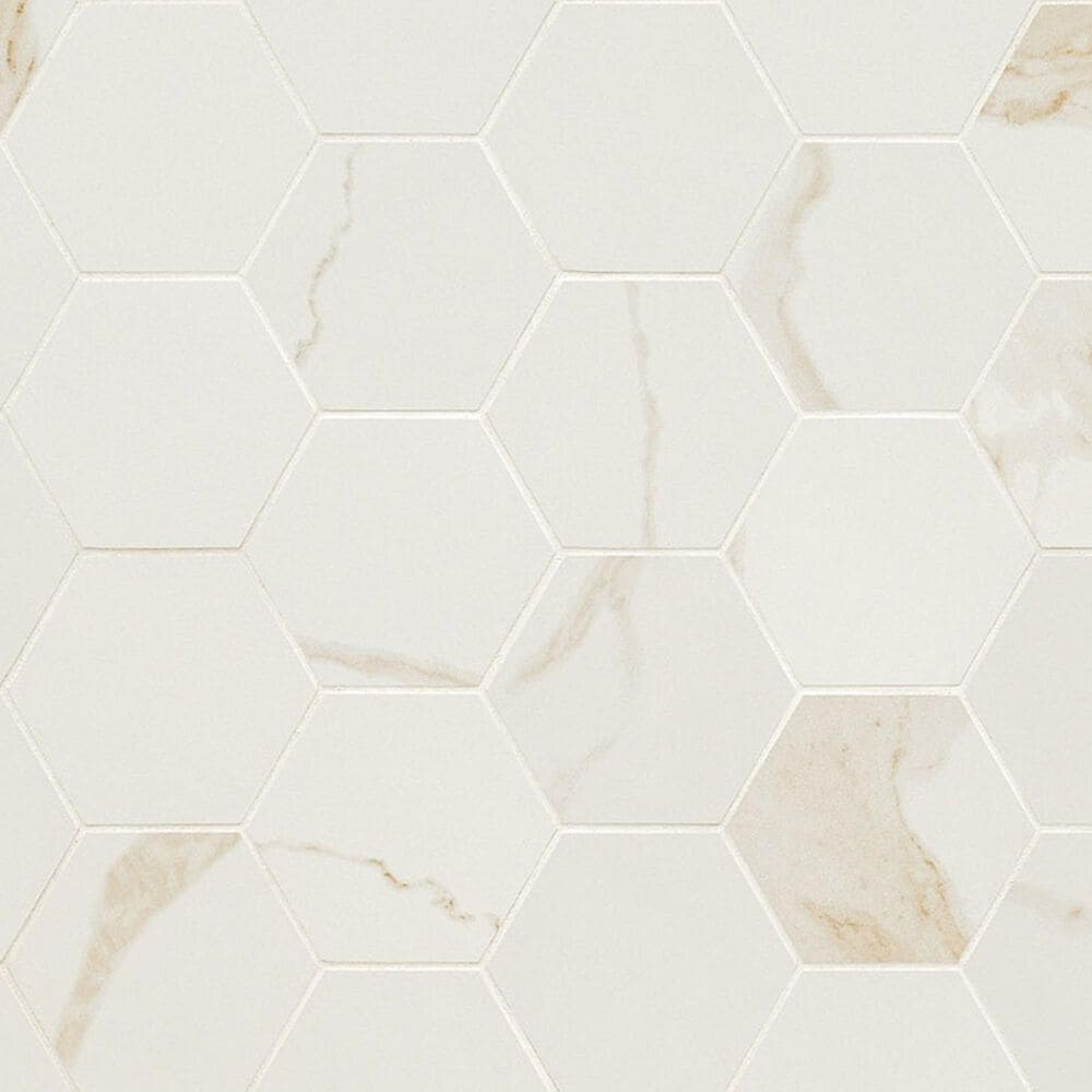 MS International Eden Calacatta 3" x 3" Hexagon on 12" x 12" Porcelain Mosaic Sheet, , large