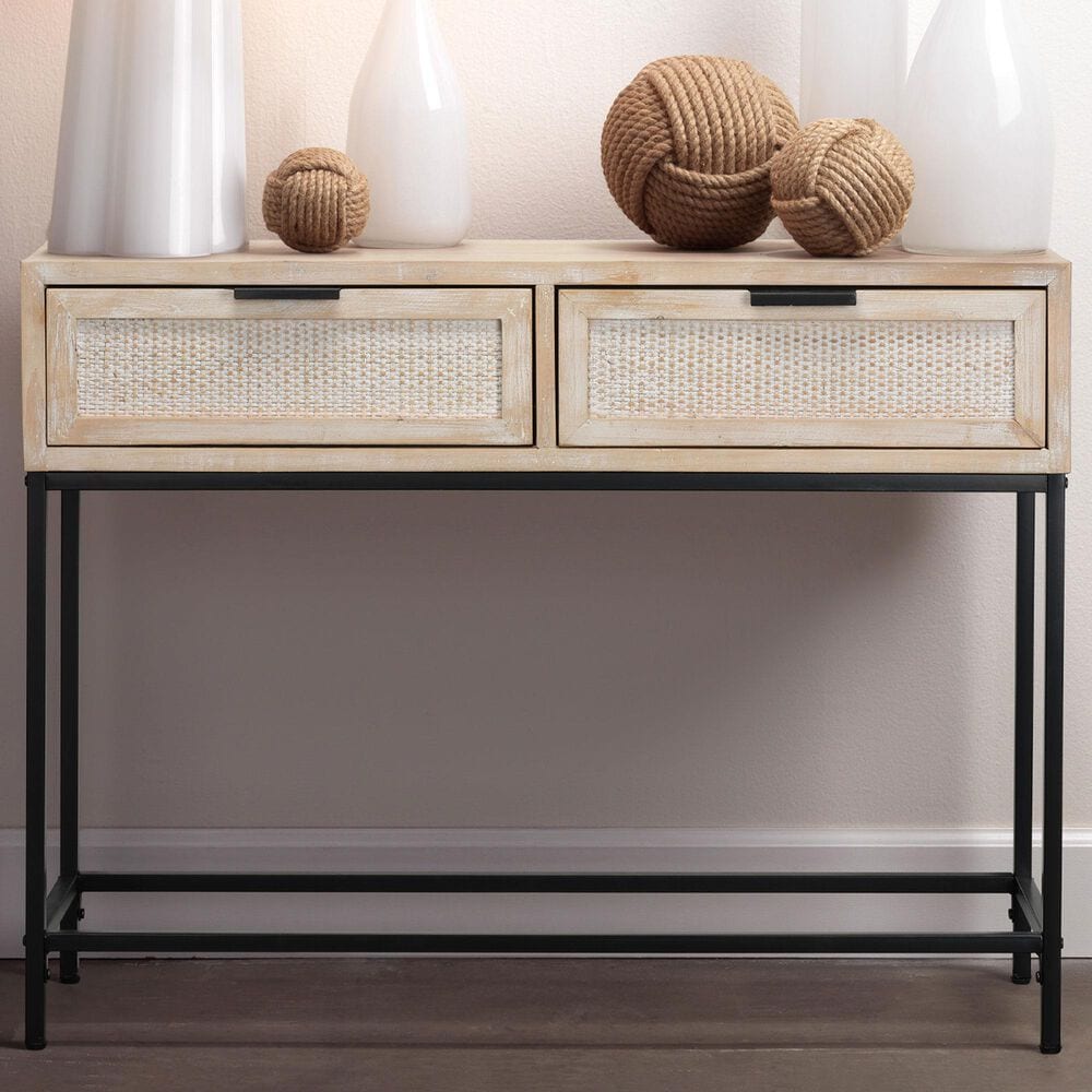 Splendor Living Parkwood 2-Drawer Console Table in Natural and Black, , large