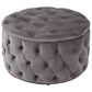 Noble House Aaden Tufted Ottoman in Gray Velvet, , large