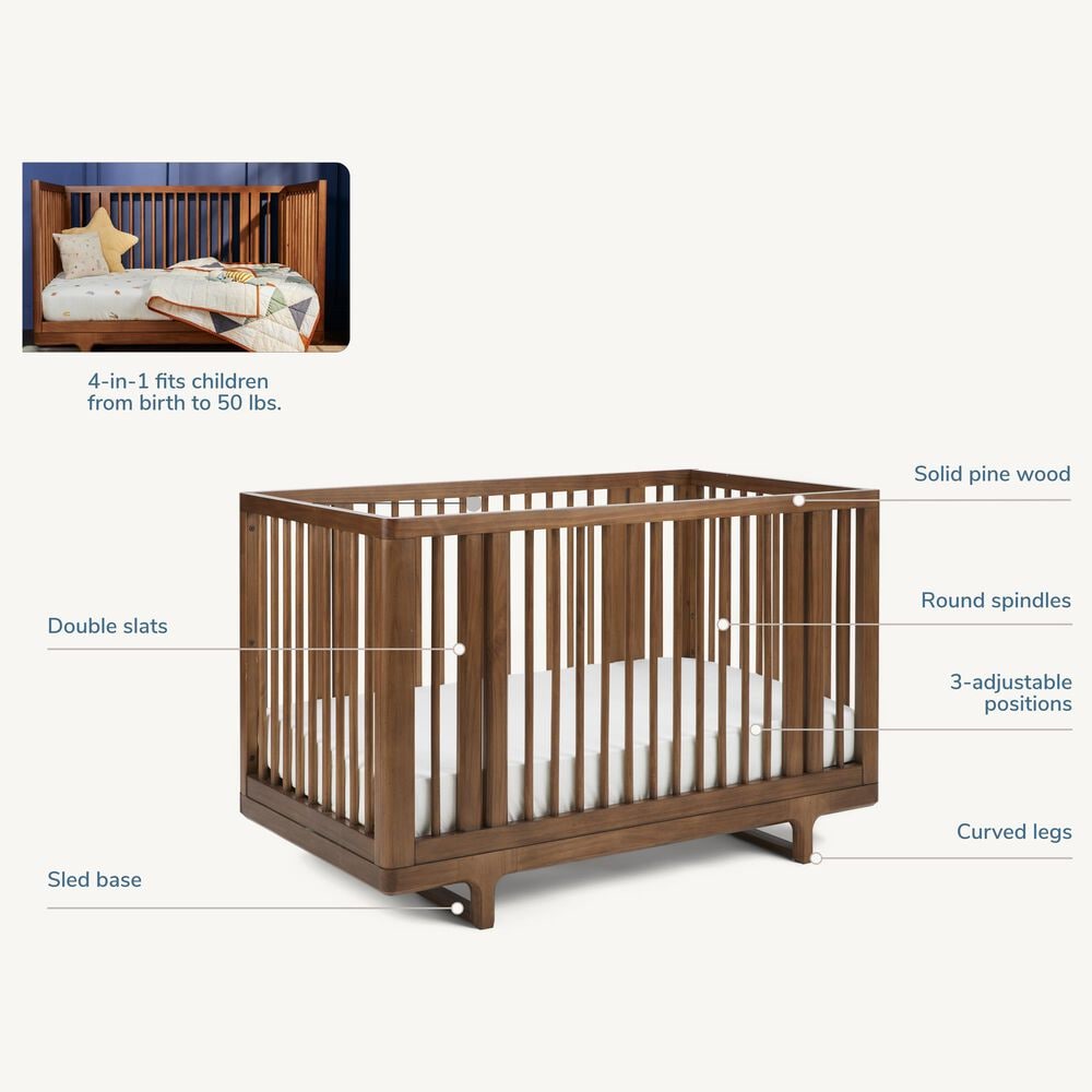 Maxi Cosi Embraced Forms 4-in-1 Convertible Crib in Chestnut, , large