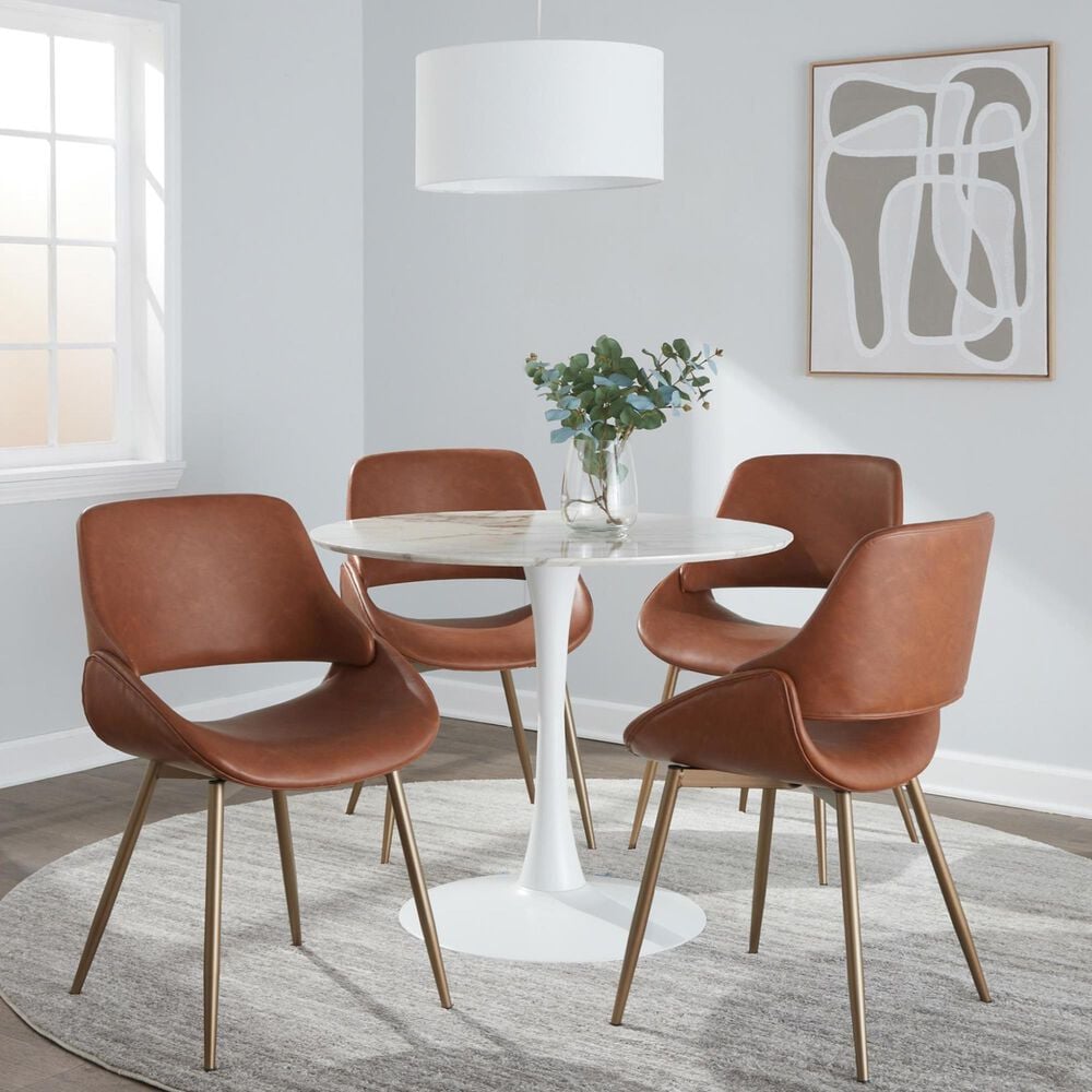 LumiSource Fabrico Side Chair with Camel Faux Leather Cushion in Antique Copper (Set of 2), , large