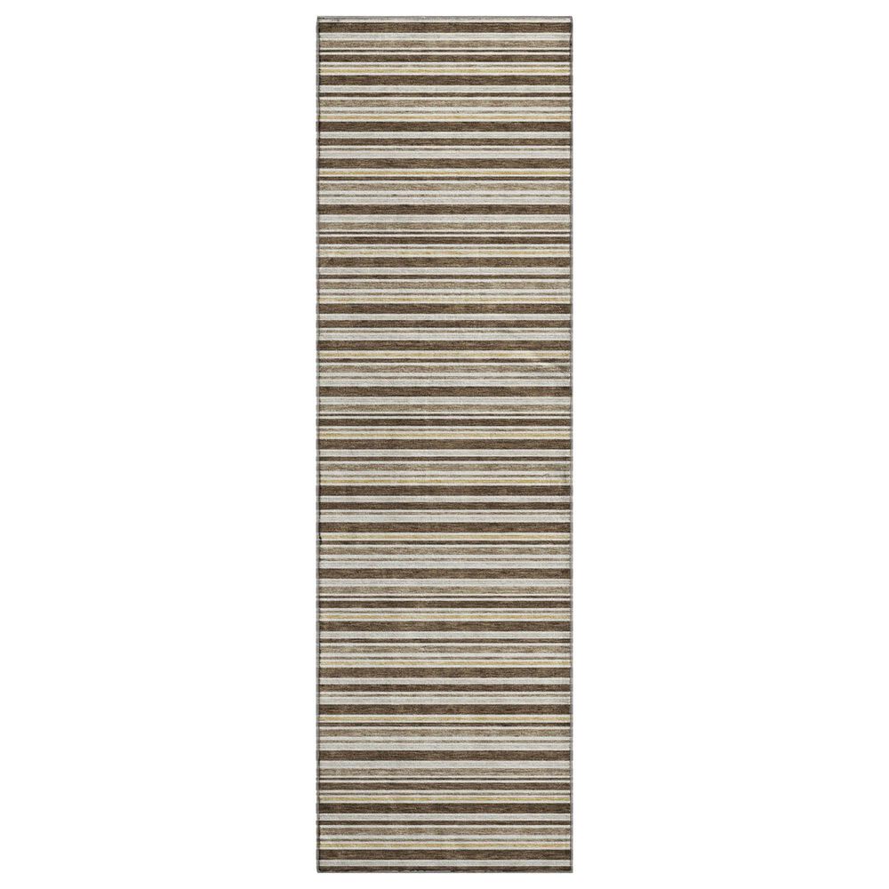 Dalyn Rug Company Soft Essentials Striped Chocolate 2"3" x 7"6" Indoor/Outdoor Runner, , large