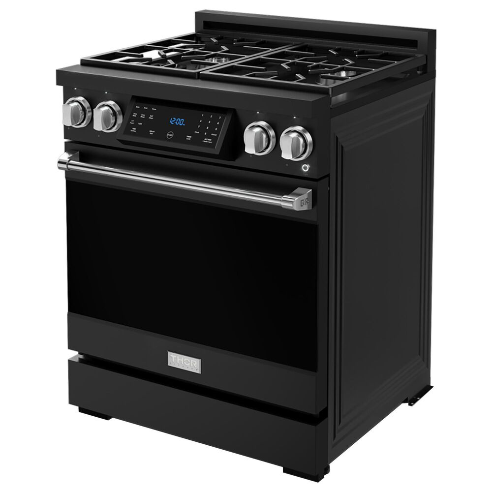 Thor Kitchen Gordon Ramsay 4.55 Cu. Ft. 30&quot; Professional Natural Gas Range with Stainless Steel Handle Kit in Black, , large