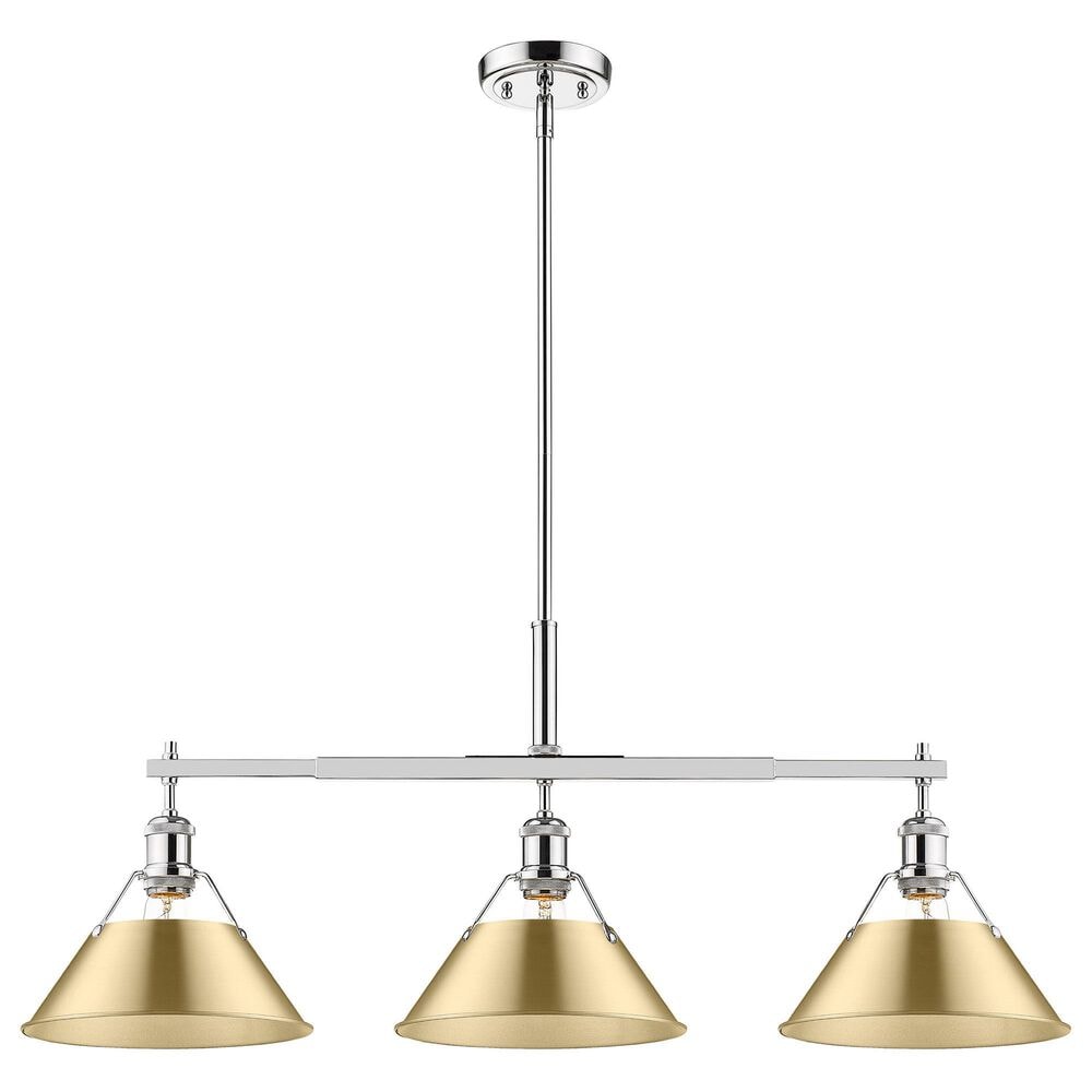 Golden Lighting Orwell 3-Light Linear Pendant with Brushed Champagne Bronze Shade in Chrome, , large