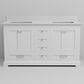 Lexora Home Dukes 60" Double Bathroom Vanity in White with 2 cm White Cultured Marble Top and Rectangular Sinks, , large