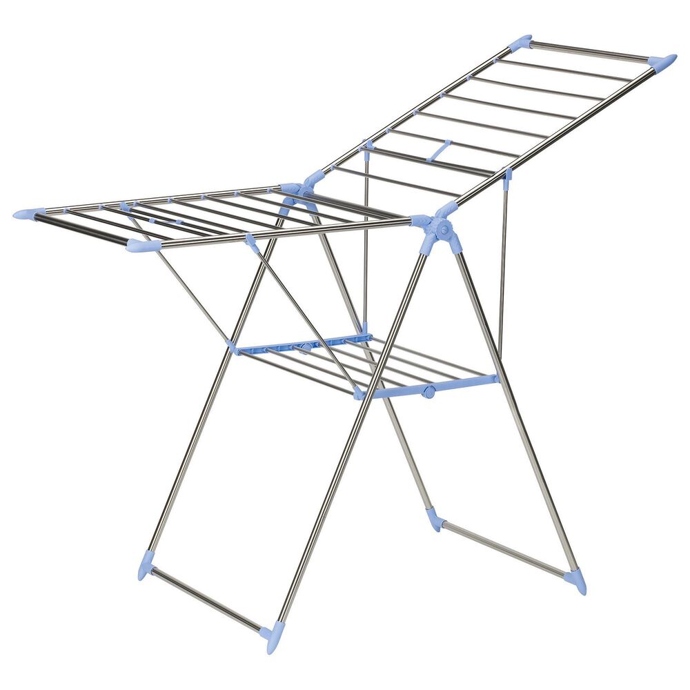 Household Essentials Gullwing Folding Clothes Drying Rack in Silver, , large
