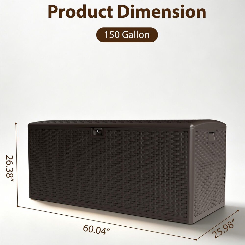 HOMLUX 150-Gallon Outdoor  HDPE Deck Box  in Dark Brown, , large