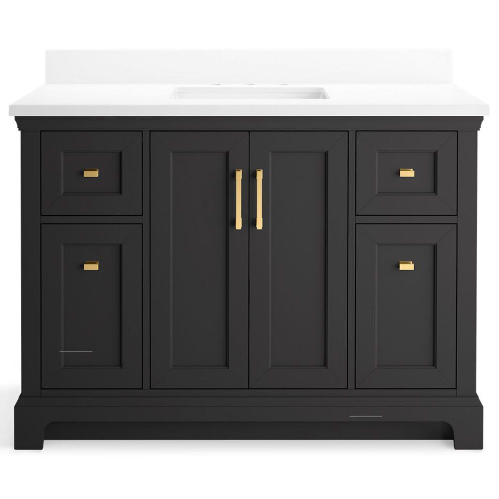 Kohler Charlemont 48&quot; Single Bathroom Vanity in Ferrous Grey with 3 cm White Quartz Top and Rectangular Sink, , large