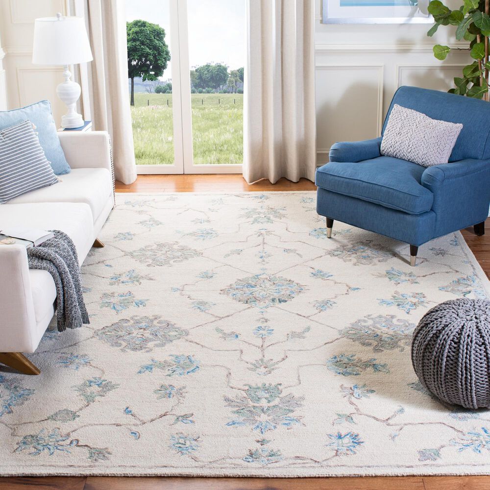 Safavieh Micro-Loop Oriental 9&#39; x 12&#39; Ivory and Grey Area Rug, , large
