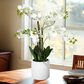 HOMLUX 26" Artificial Orchid Plant with 5 Stems Decorative and Ceramic Pot in White, , large
