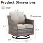 Sunwell Garden Patio Swivel Glider Chair with Gray Frame and Wicker Armrests in Beige (Set of 2), , large