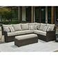 Ashley Brook Ranch 3-Piece Outdoor Sofa Sectional with Bench in Brown, , large