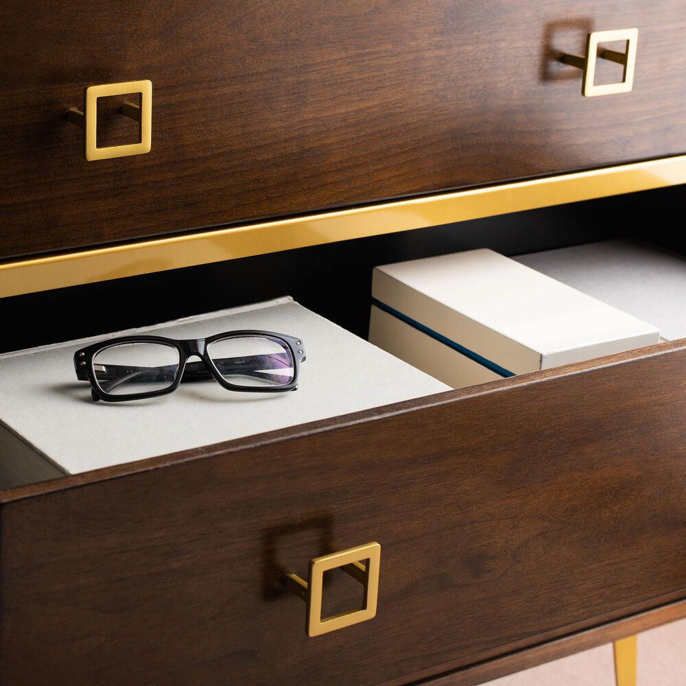 Safavieh Katia 3 Drawer Chest in Walnut/Gold, , large