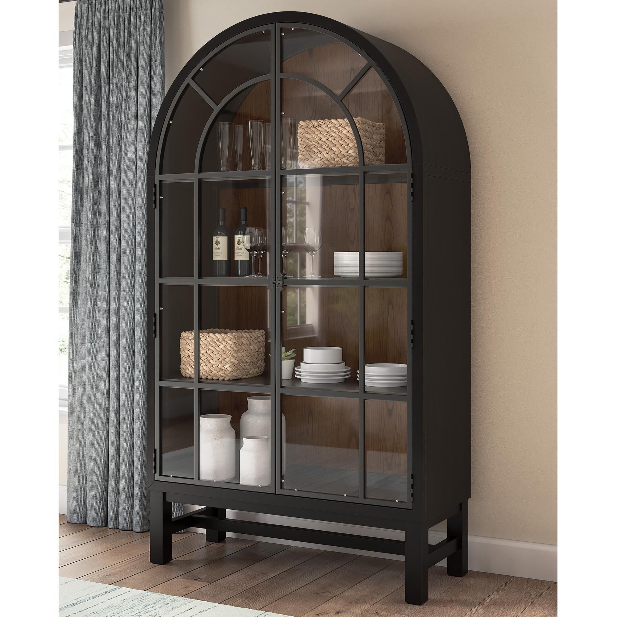 Ashley Greddinton Display Cabinet in Black and Medium Brown