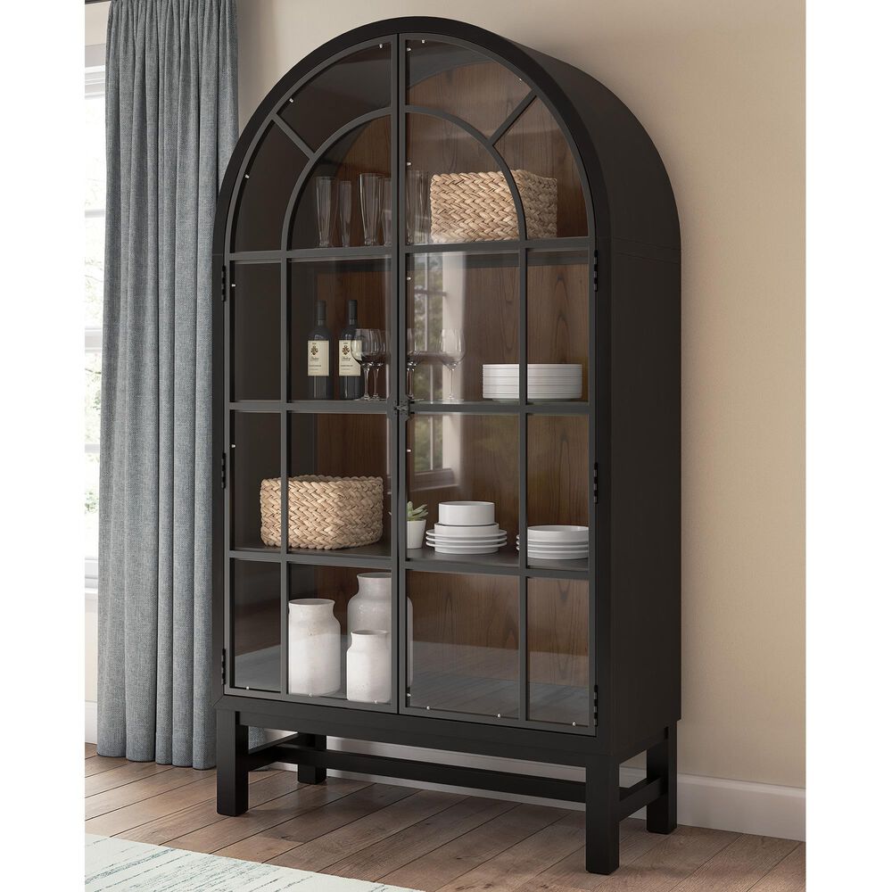 Ashley Greddinton Display Cabinet in Black and Medium Brown, , large