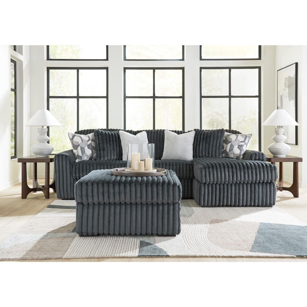 Ashley Midnight-Madness Oversized Ottoman in Gunmetal, , large