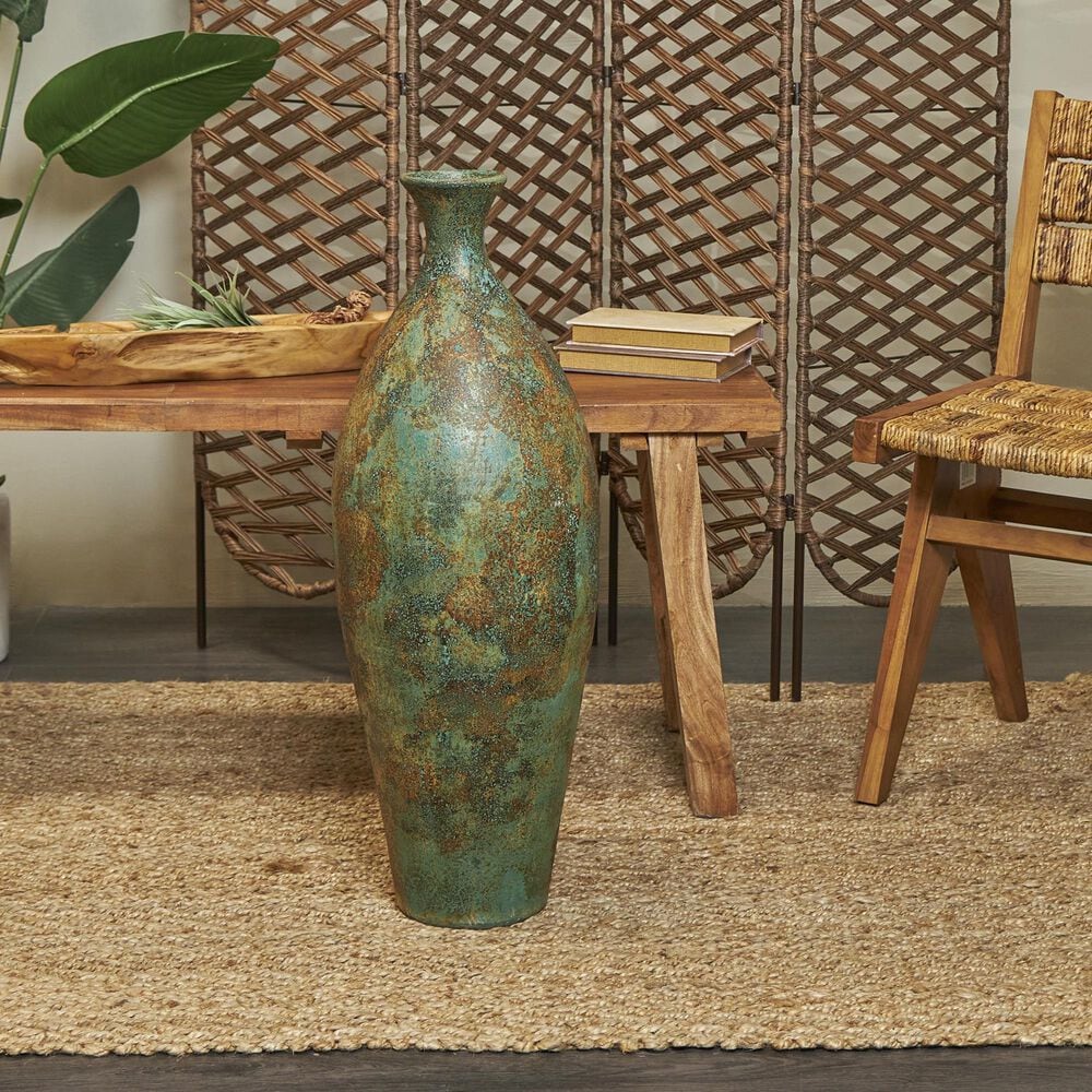 Maple and Jade 31&quot; Antique Style Decorative Vase in Weathered Green, , large