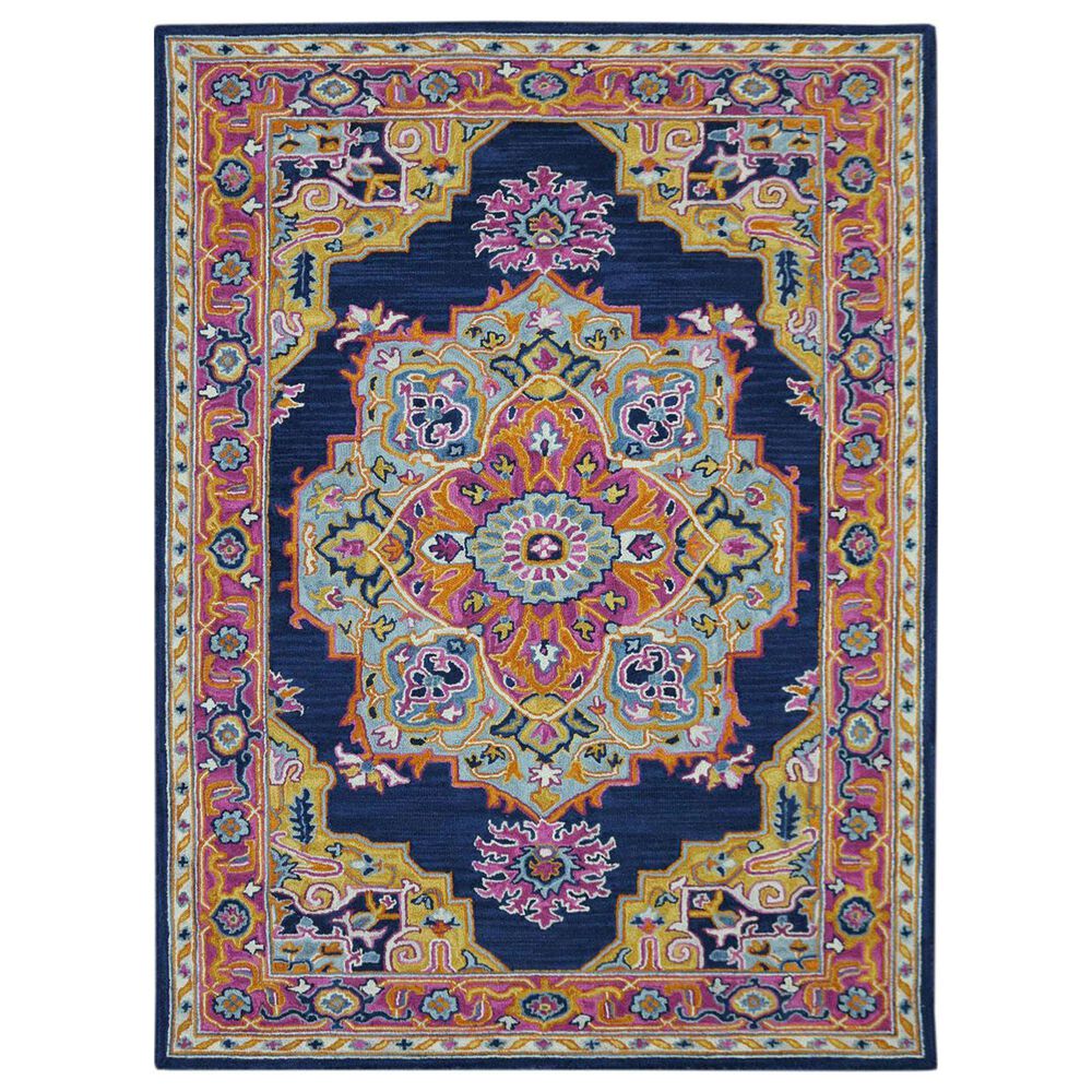 Amerr Boho 2" x 3" Navy and Pink Area Rug, , large